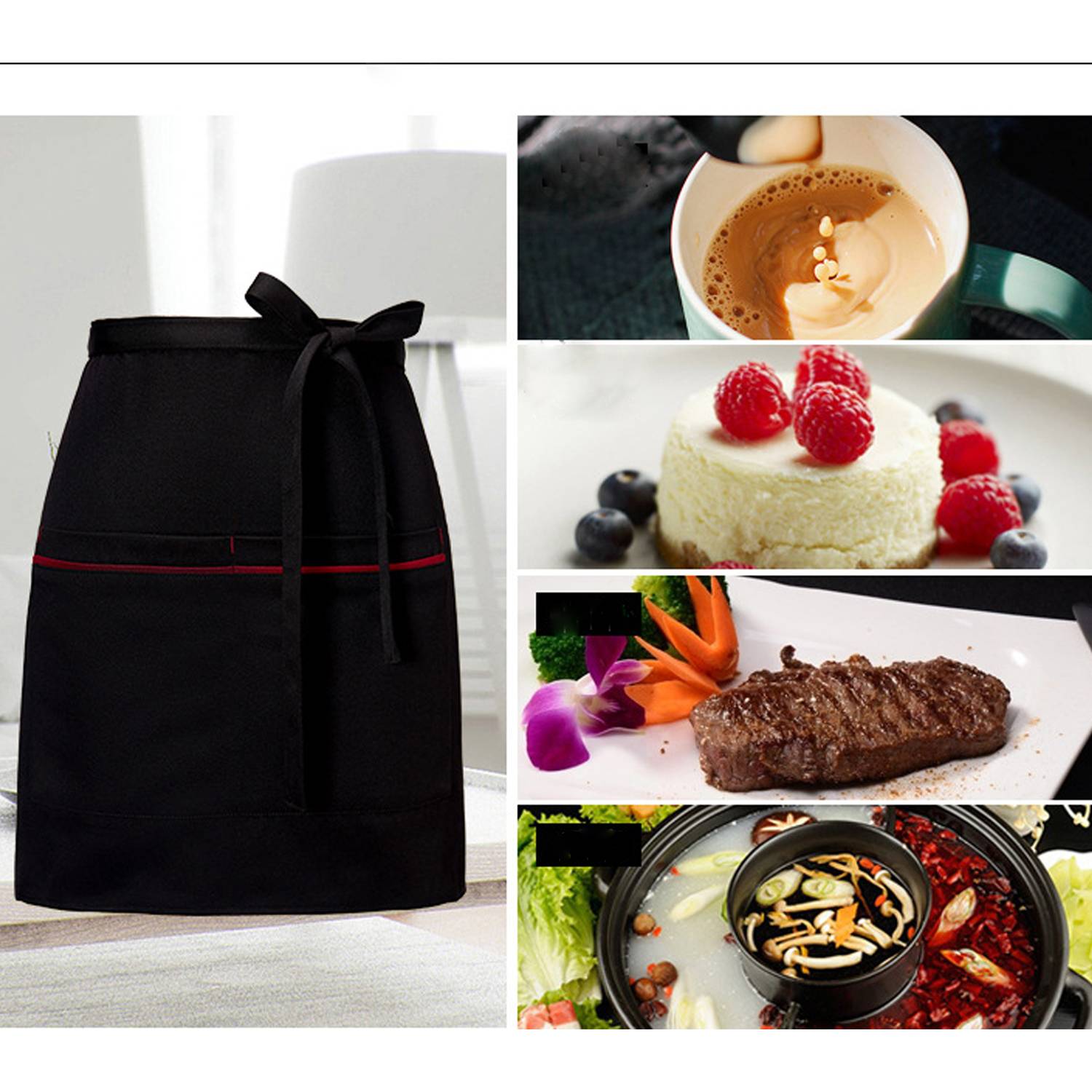 Restaurant Waiter Kitchen Chef Half Skirt Apron 2