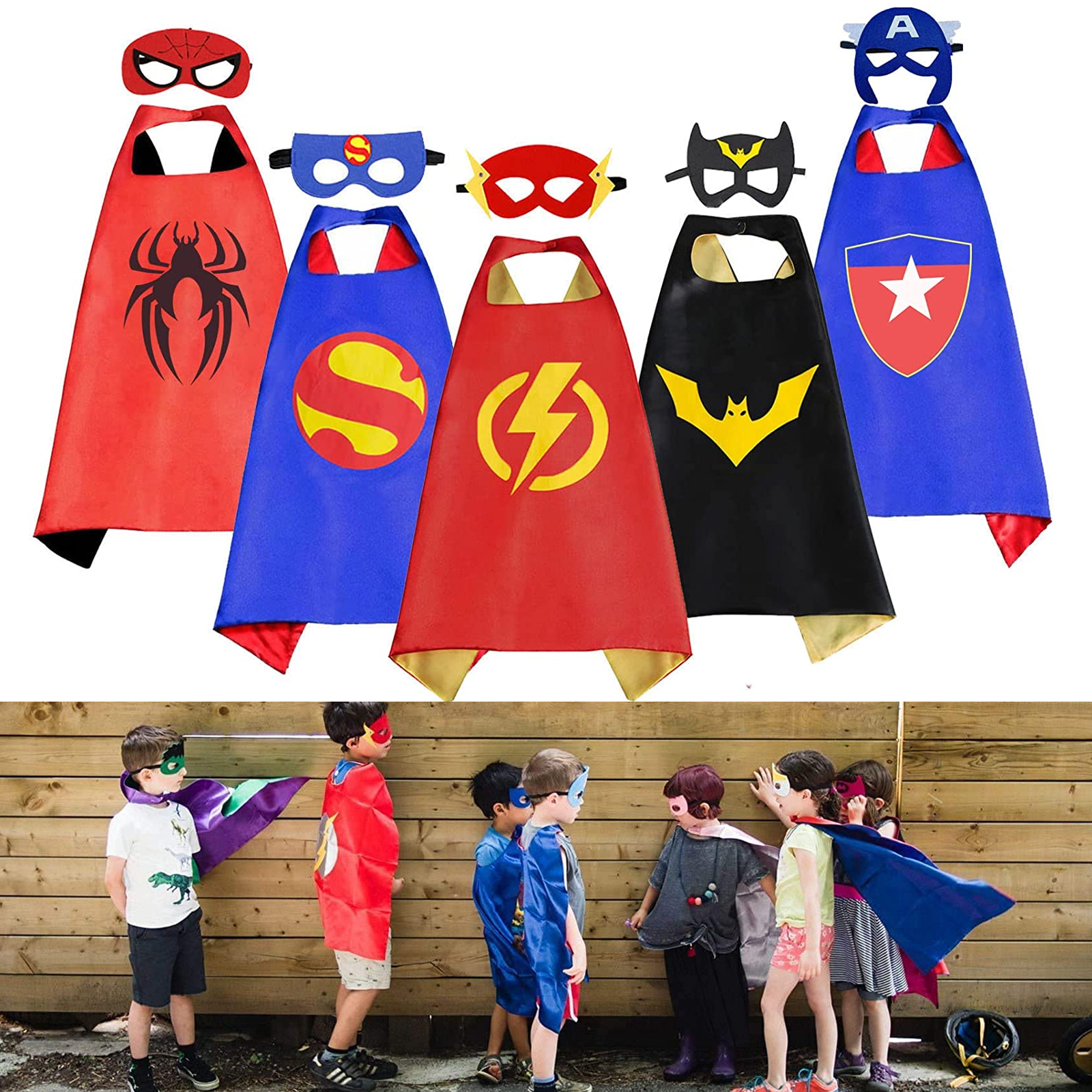 5 PCS Superhero Capes and Wristbands Set 2