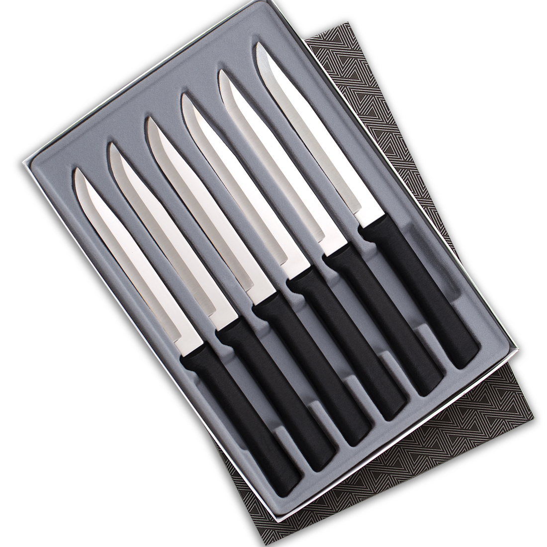 Six Utility/Steak Knives Gift Set w/Black Handle 2
