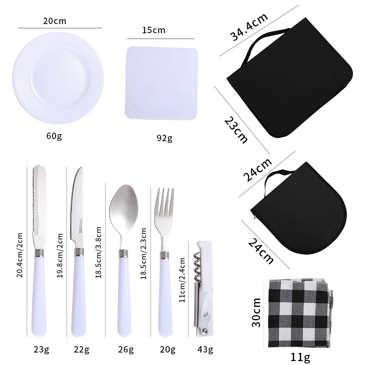 Stainless Steel Tableware Picnic Set Storage Bag 3