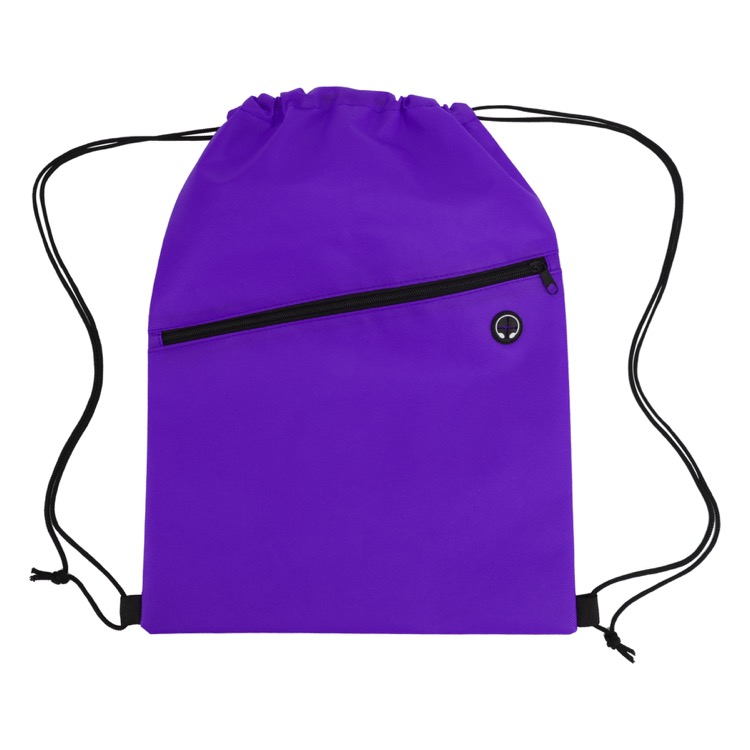 Non-Woven Sports Drawstring Bag with Front Zipper 13