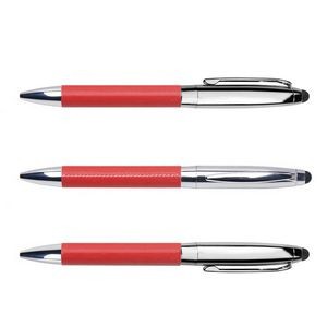 PU Leather Barrel Metal Pen With Stylus 11