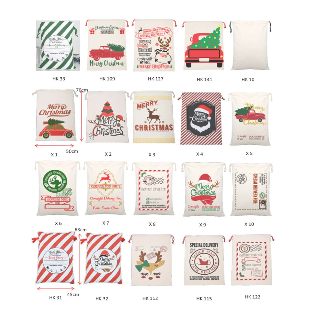 Santa Sacks Canvas Christmas Drawstring Bag 1