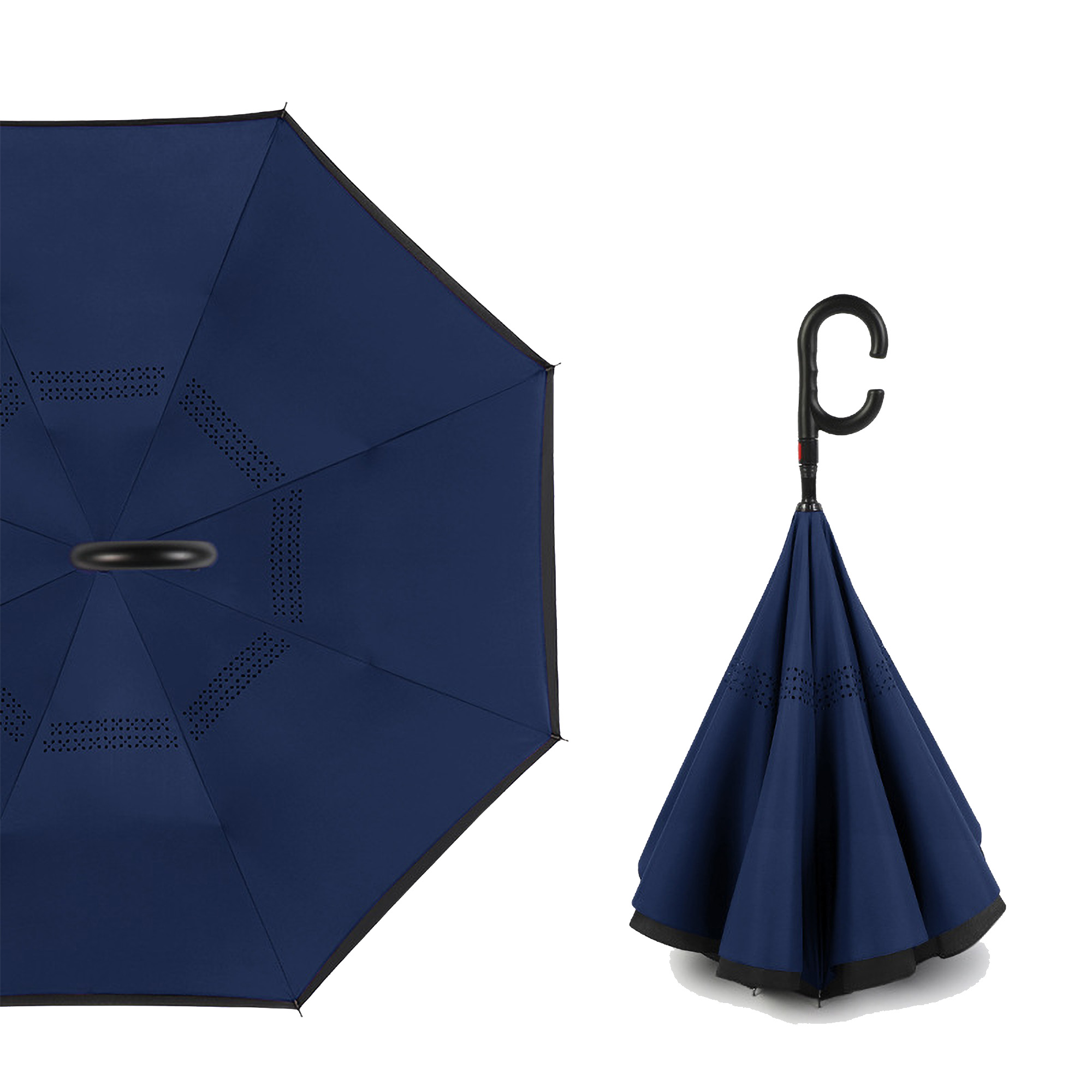 Fold C-Shaped Handle Reverse Umbrella Inverted Double Layer 10