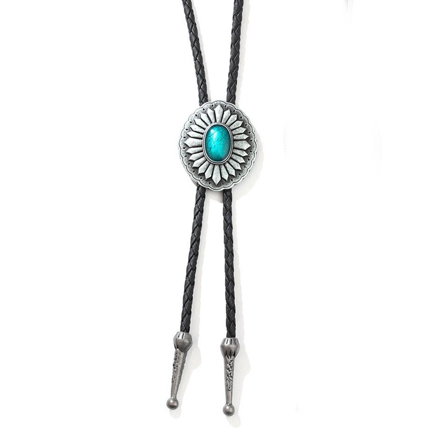 Retro Adjustable PU Leather Rope Metal Necklace 5