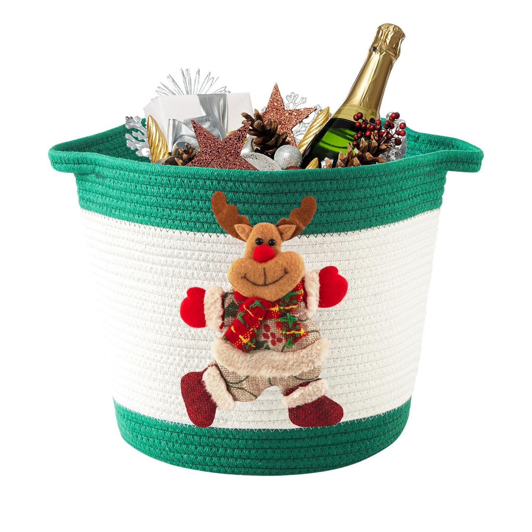 Christmas Basket With Santa Claus Doll, custom tote bag with logo imprint 2