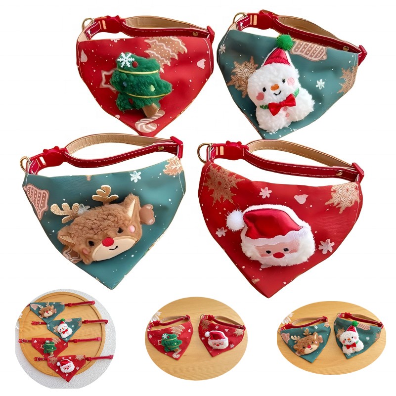 Christmas Dog Bandanas Adjustable Custom Pet Collar 2