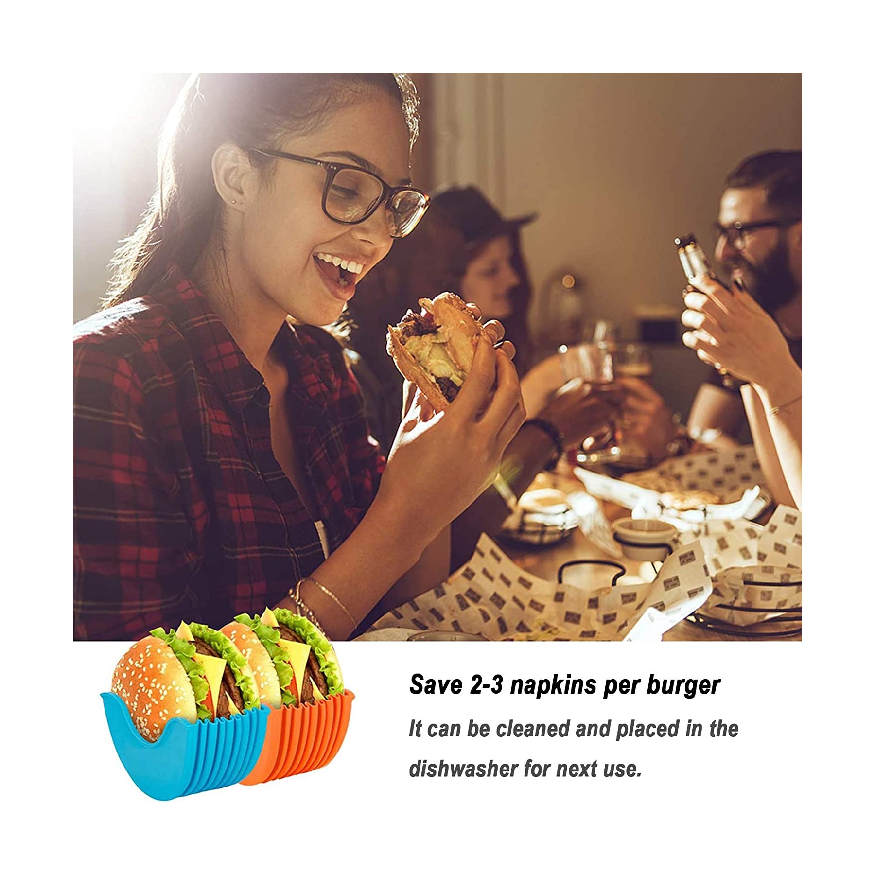Silicone Adjustable Hamburger Buns Burger Holder 4