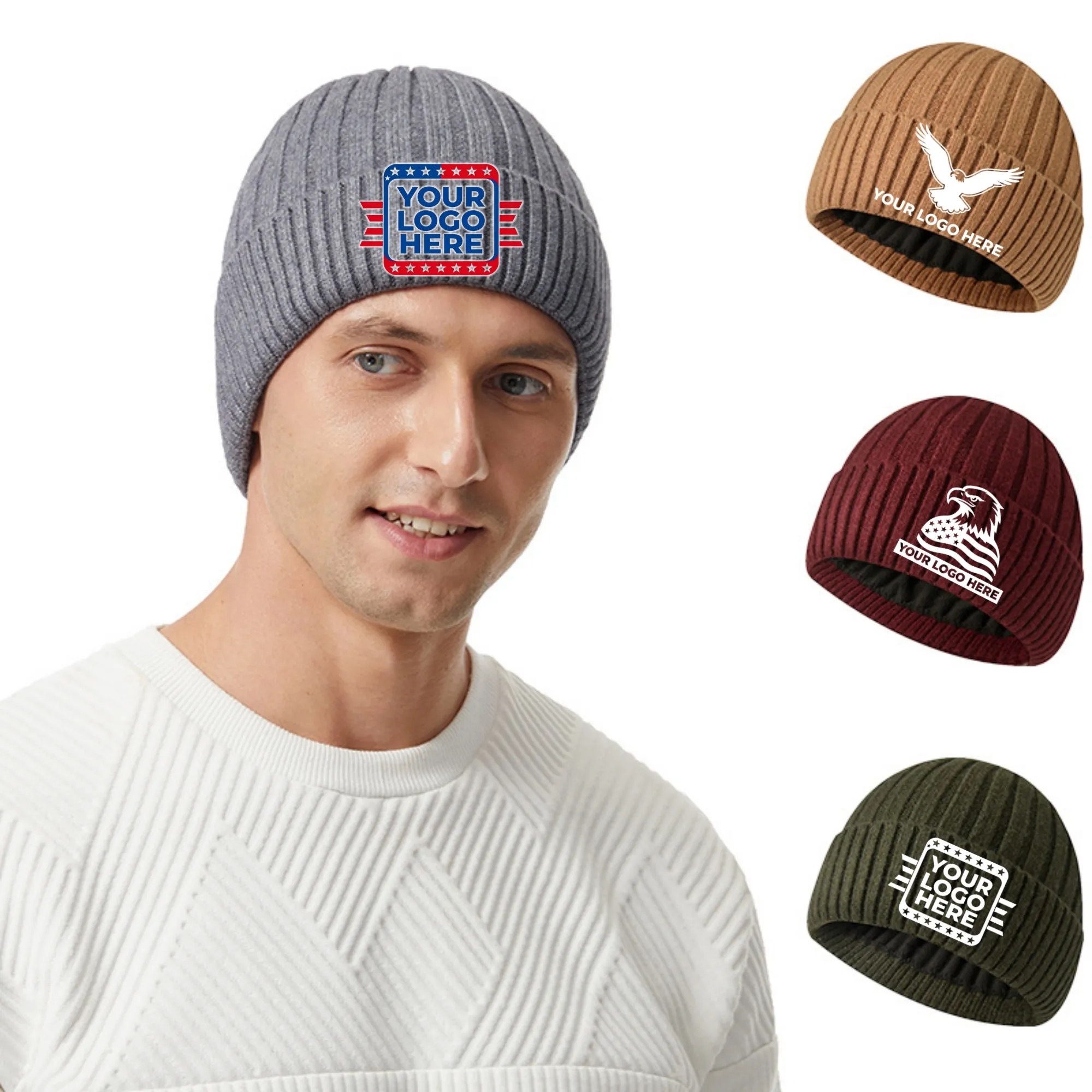Fleece Lined Winter Knit Beanie Hat 14