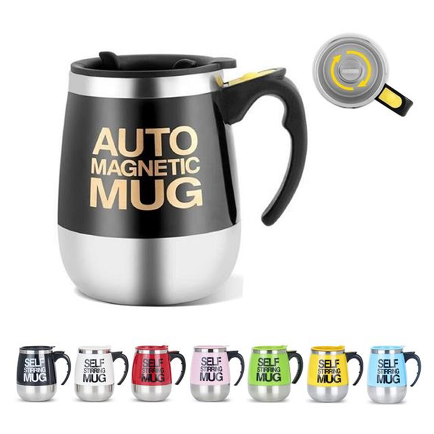 Magnetic Stainless Steel Self Stirring Mug 1