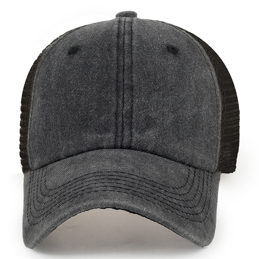 Stock 2-Tone Washed Cotton 6-Panel Trucker Cap 38