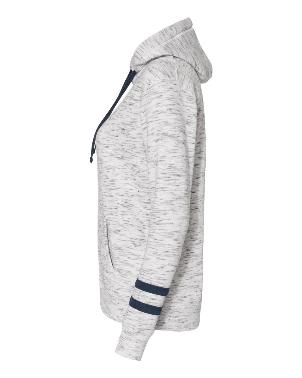 Women's Mélange Fleece Striped-Sleeve Hooded Sweatshirt - 8674 19