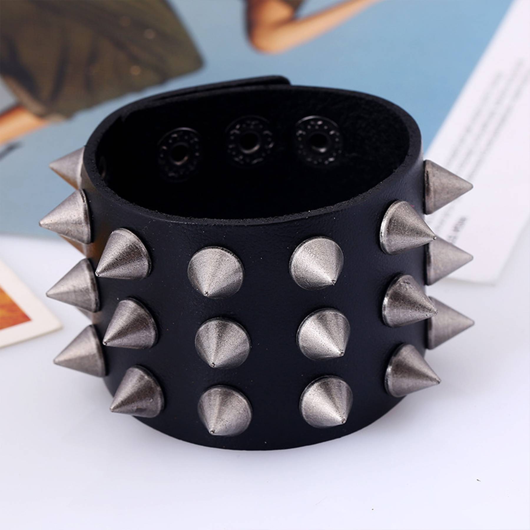 PU Punk hipster bracelet for men 5