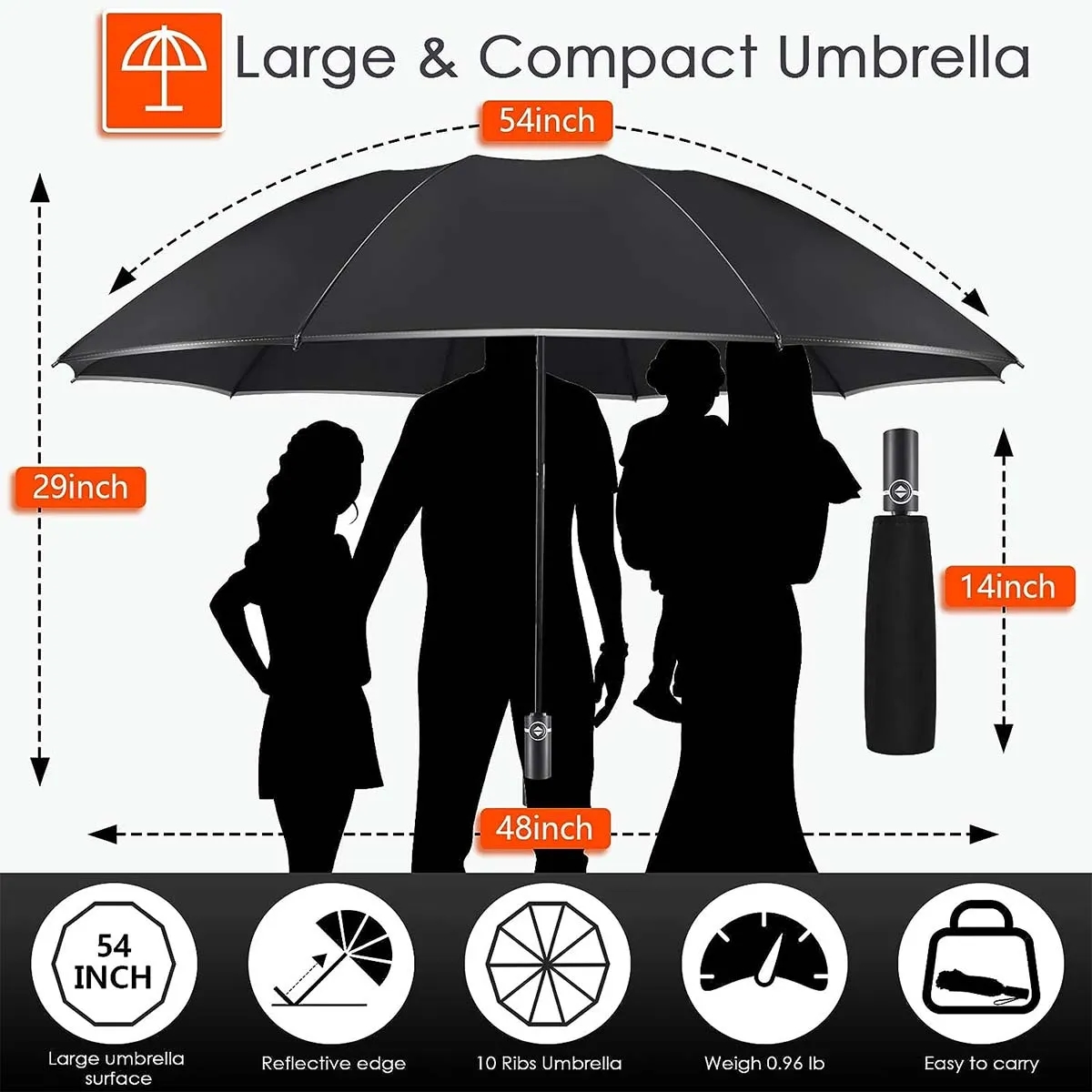 Unisex Large Windproof Automatic Inverted Foldable Umbrellas 6