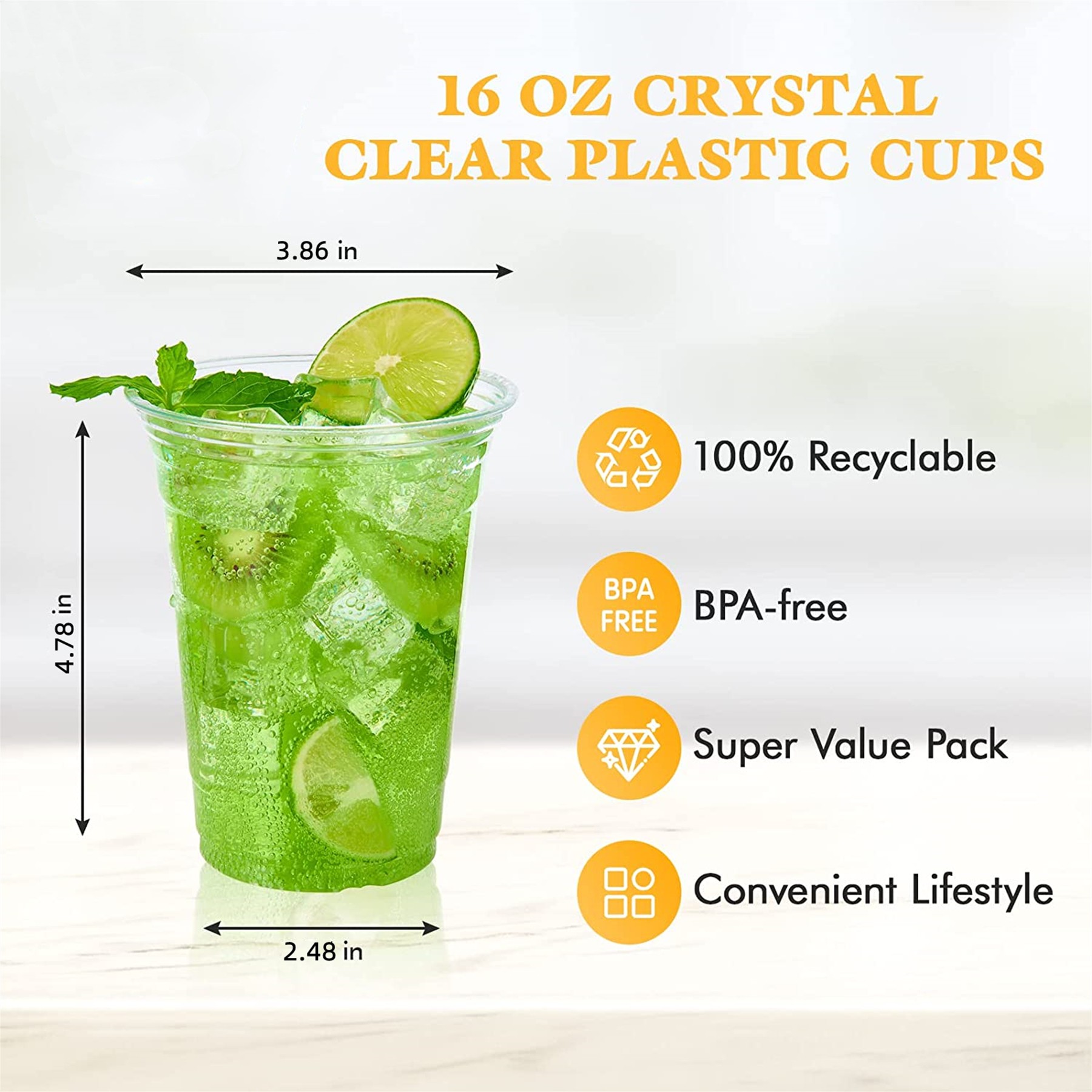 16Oz Crystal Clear Pet Cup With Lid 4