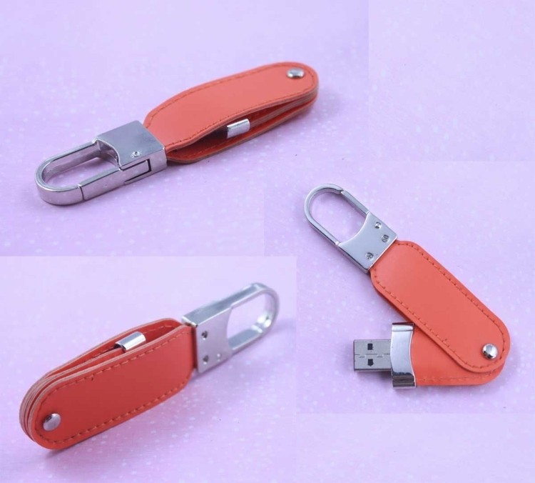 4GB USB flash drivers key chains with PU out coat 2