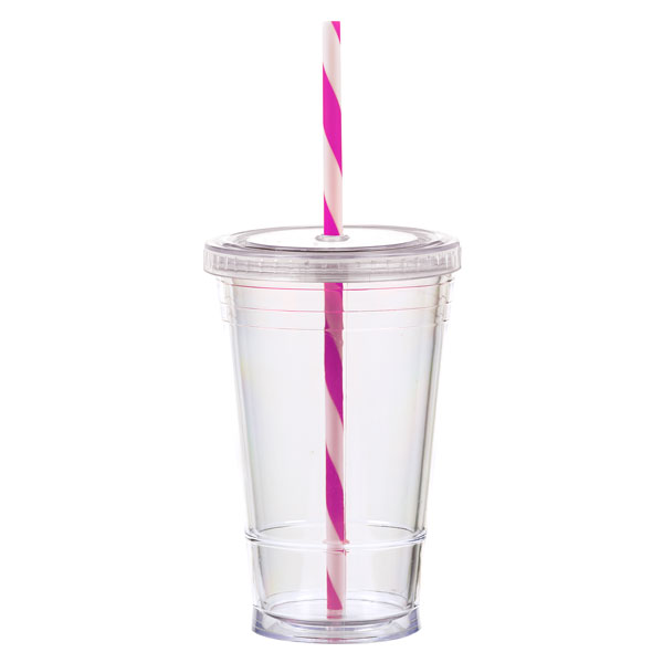 16 oz Slurpy with Colored Lid & Striped Straw Tumbler 3
