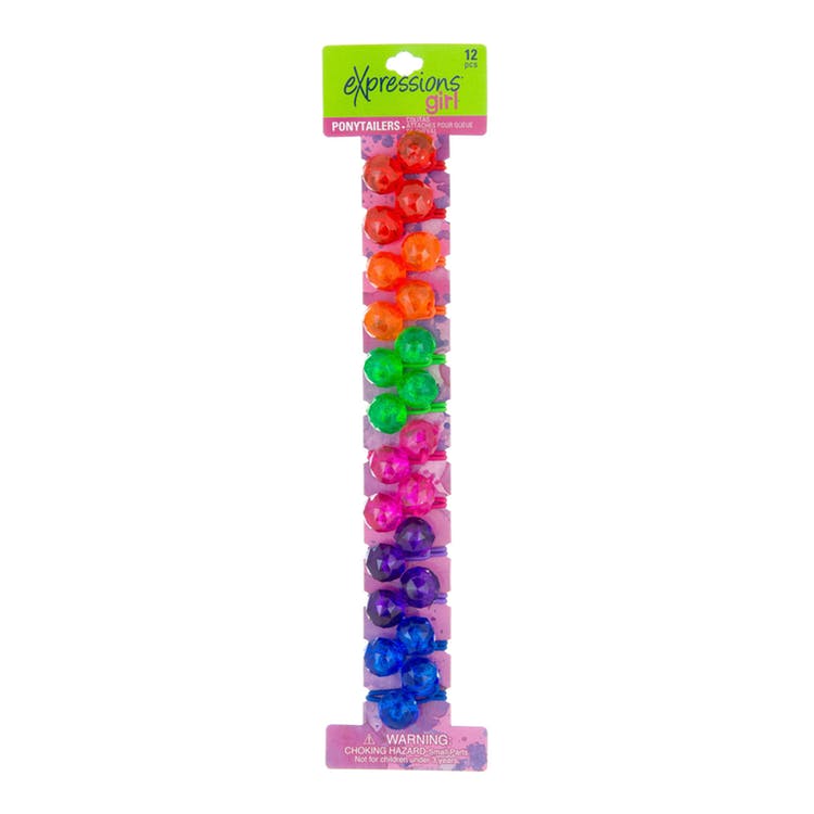 Twin Bead Ponytail Holders - 12 Pack Assorted 1