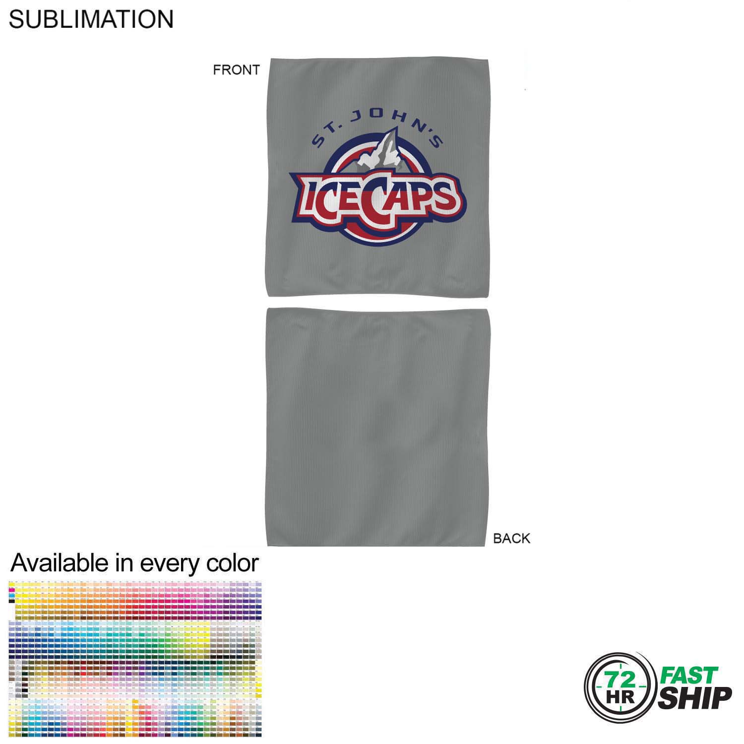72 Hr Fast Ship - Colored Microfiber Dri-Lite Terry Rally, Sports, Skate Towel, 15x15, Sublimated 5