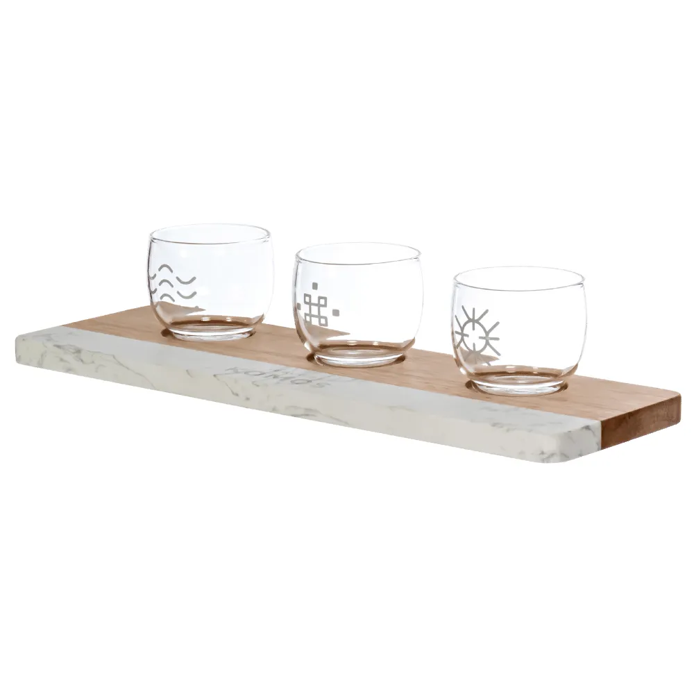 Marble & Bamboo Hybrid Tasting Flight Tray 3