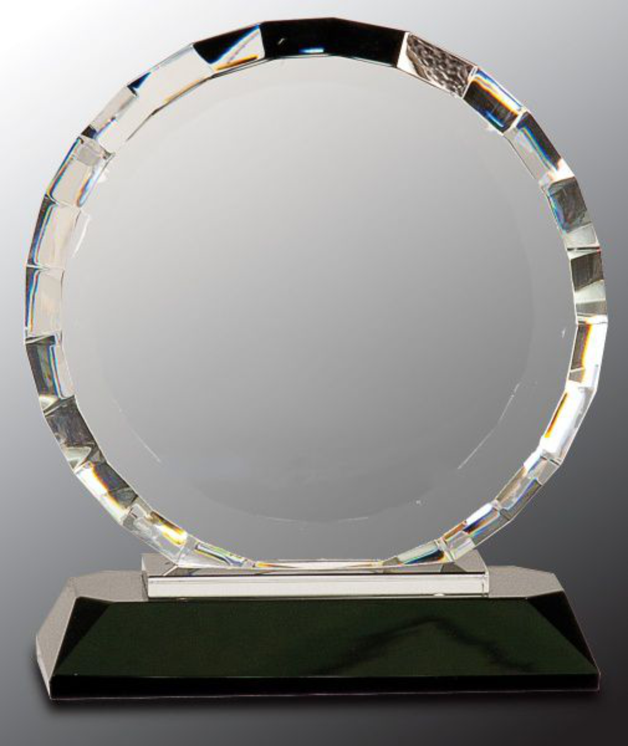 5 1/2" Clear Crystal Round with Rectangle Facets on Black Crystal Base Crystal Award 4