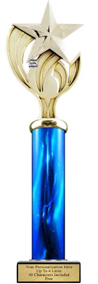 TROPH-EASE Trophy, 16" 1 column, Wood Base 1