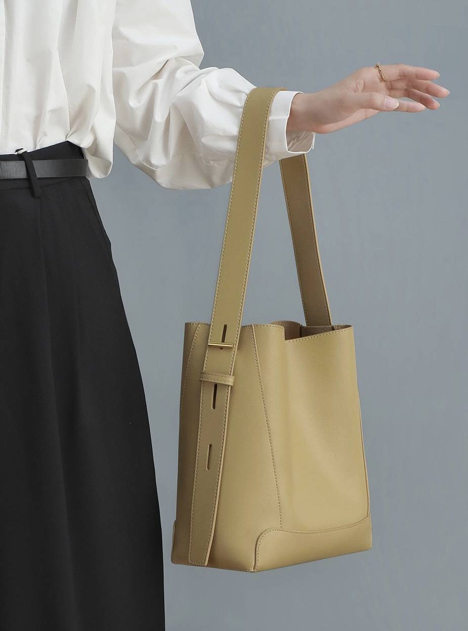 Genuine Leather Tote Bucket Bag 10