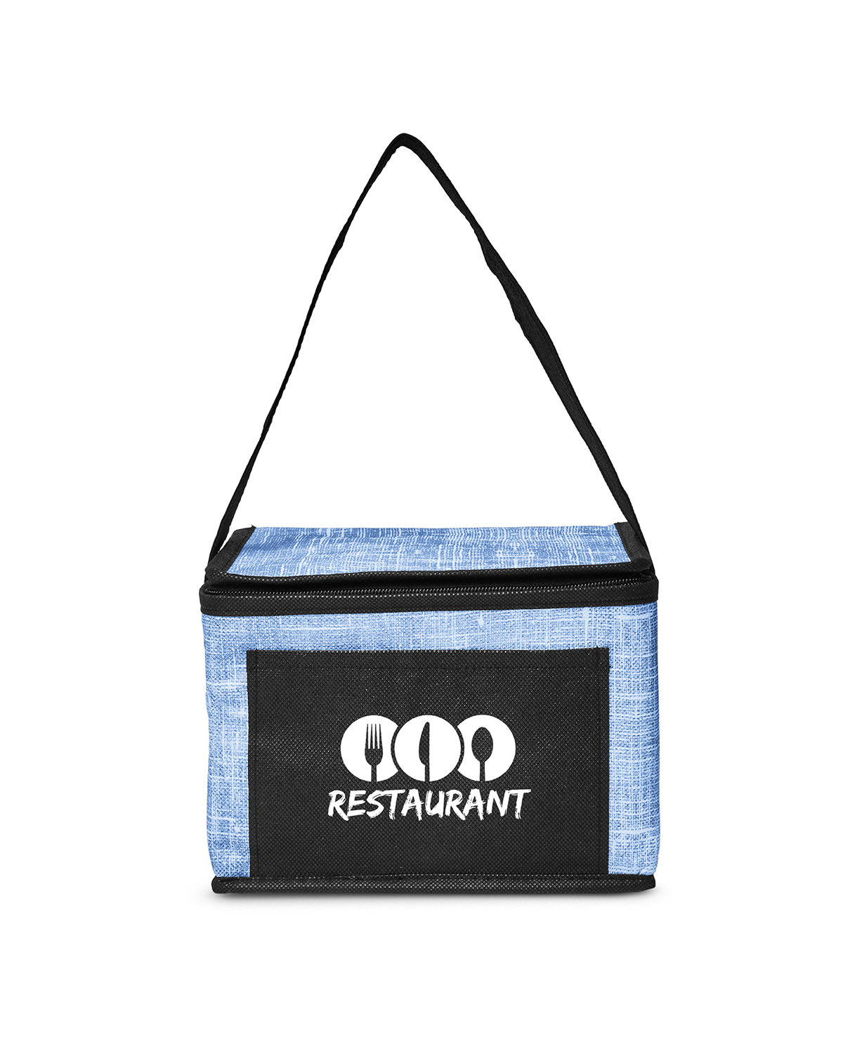 Denim Pattern Non-Woven 6-Pack Lunch Cooler Bag. 3