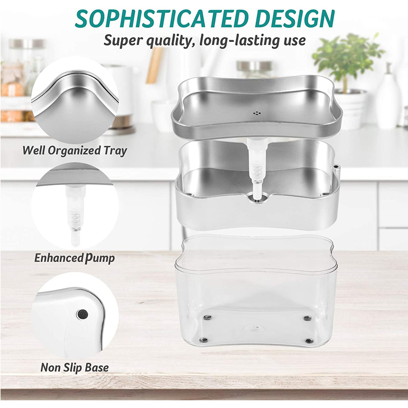 Sponge Holder Sink Dish Washing Soap Dispenser 13 Ounces 11