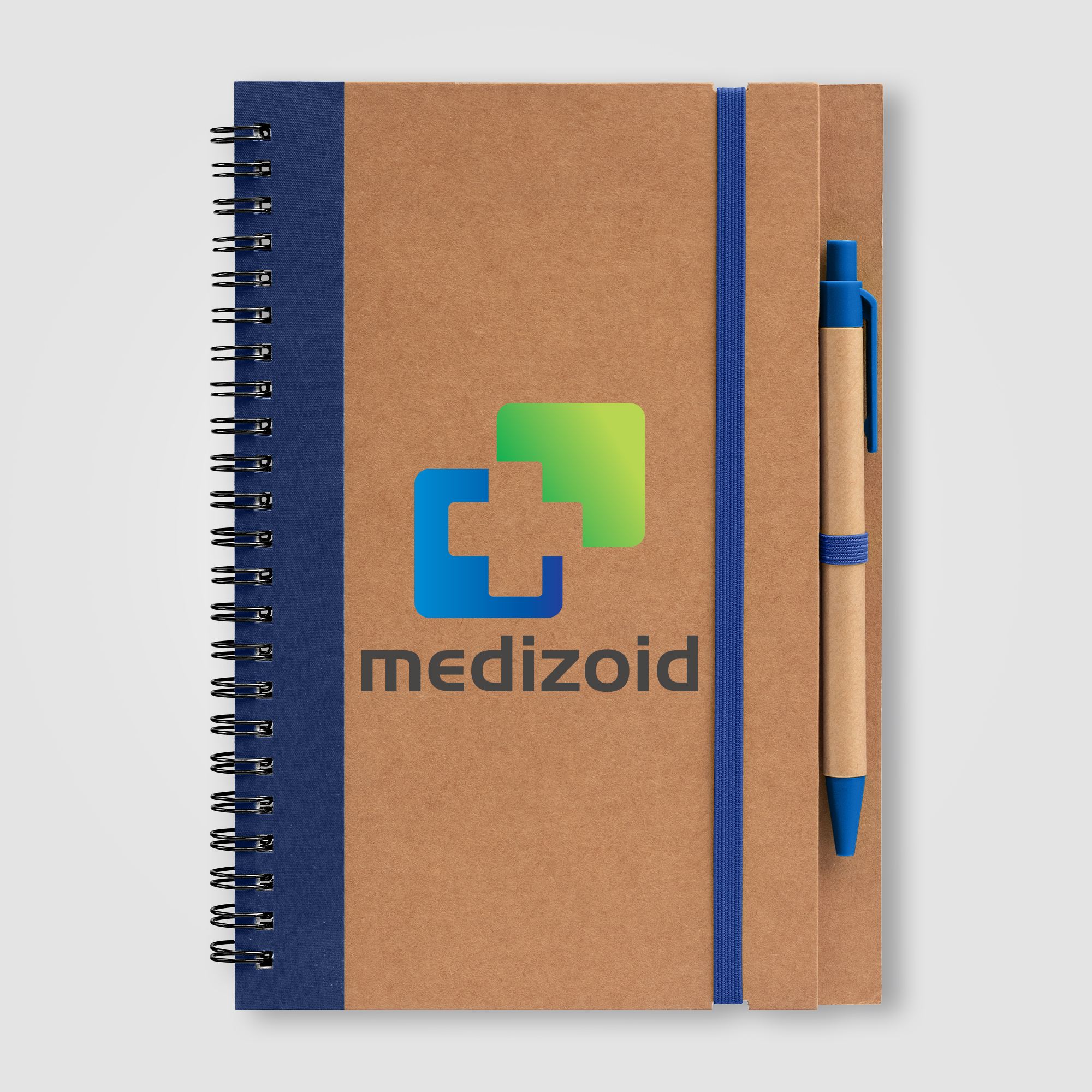 Kraft Hard Cover Spiral Notebook with Pen