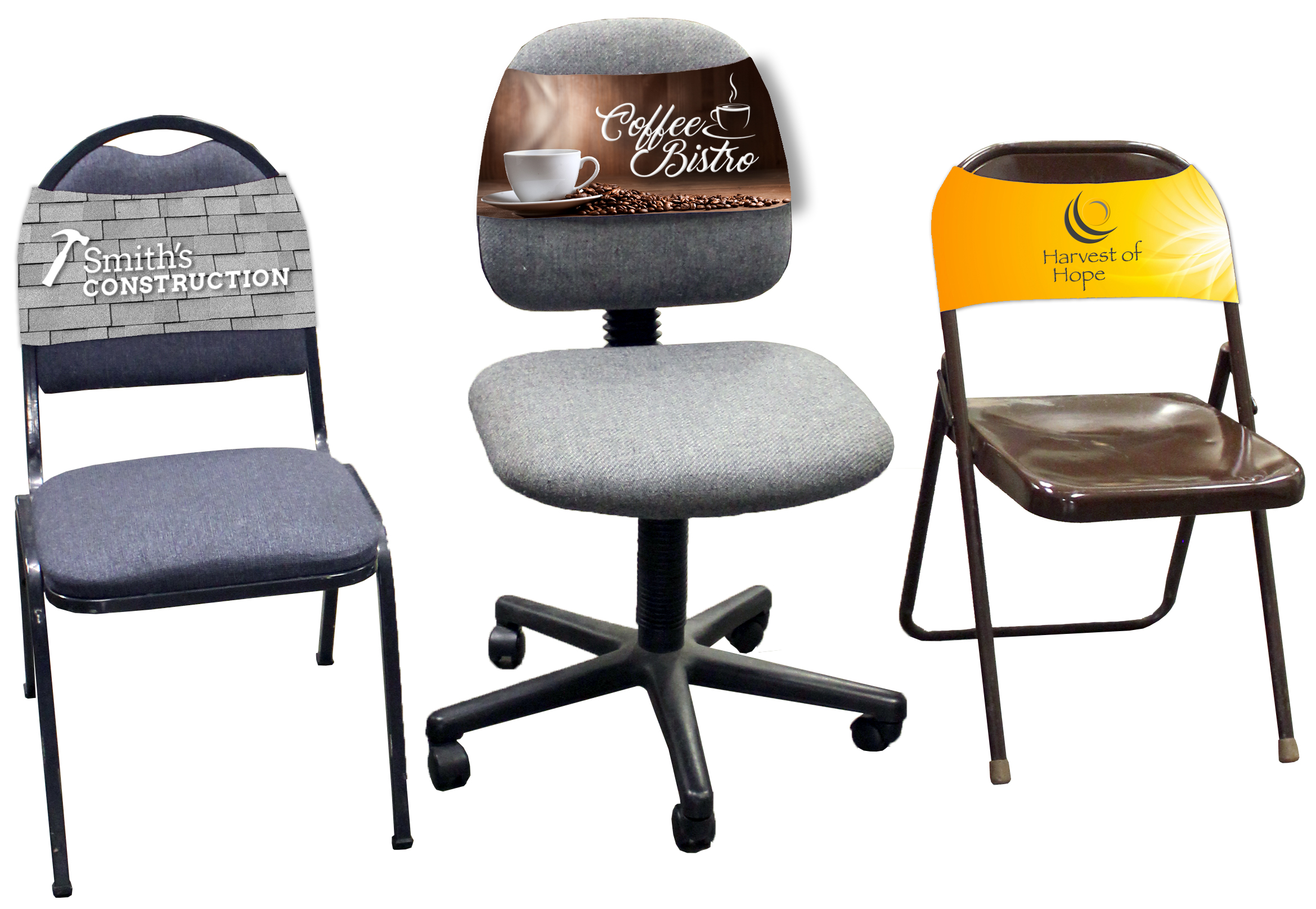 Stretch fabric chair advertising band