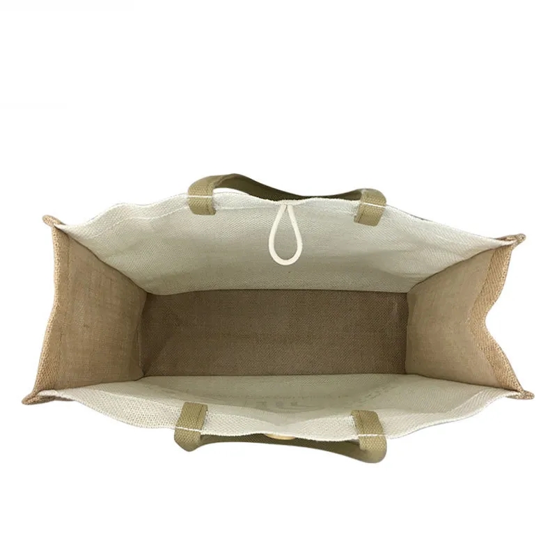 Jute Tote with Button Closure, custom tote bag with logo imprint 4