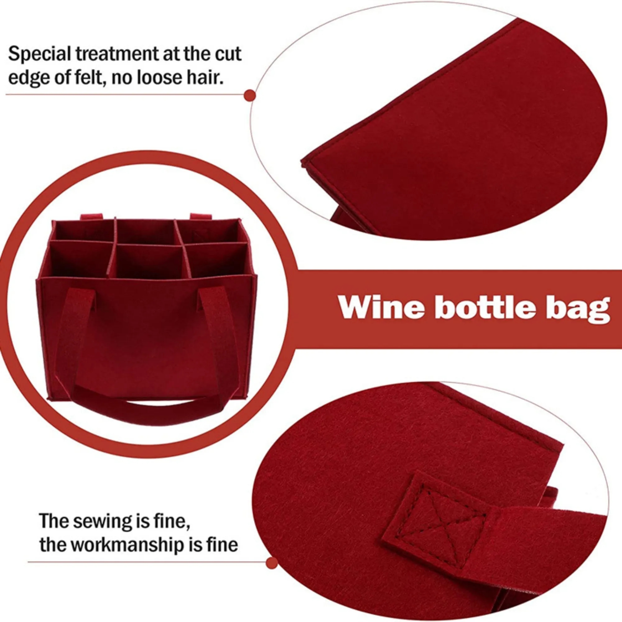 Anti-Collision Eco-Friendly Portable Divider Felt Wine Tote 4