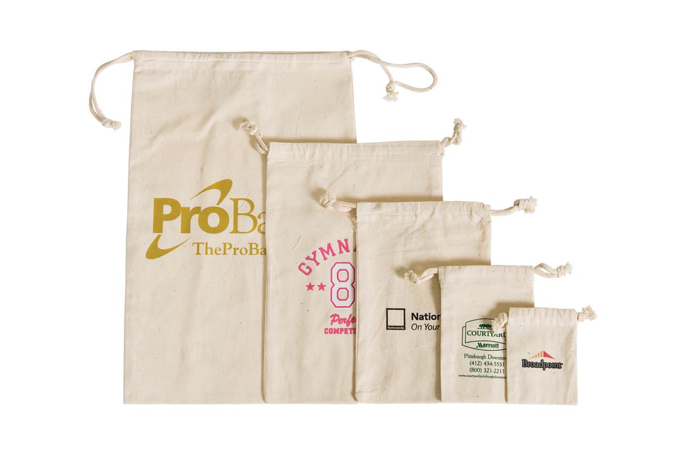 Weedy 100% Gusseted Natural Cotton Drawstring Bag 5.5x1.5x10"h 2