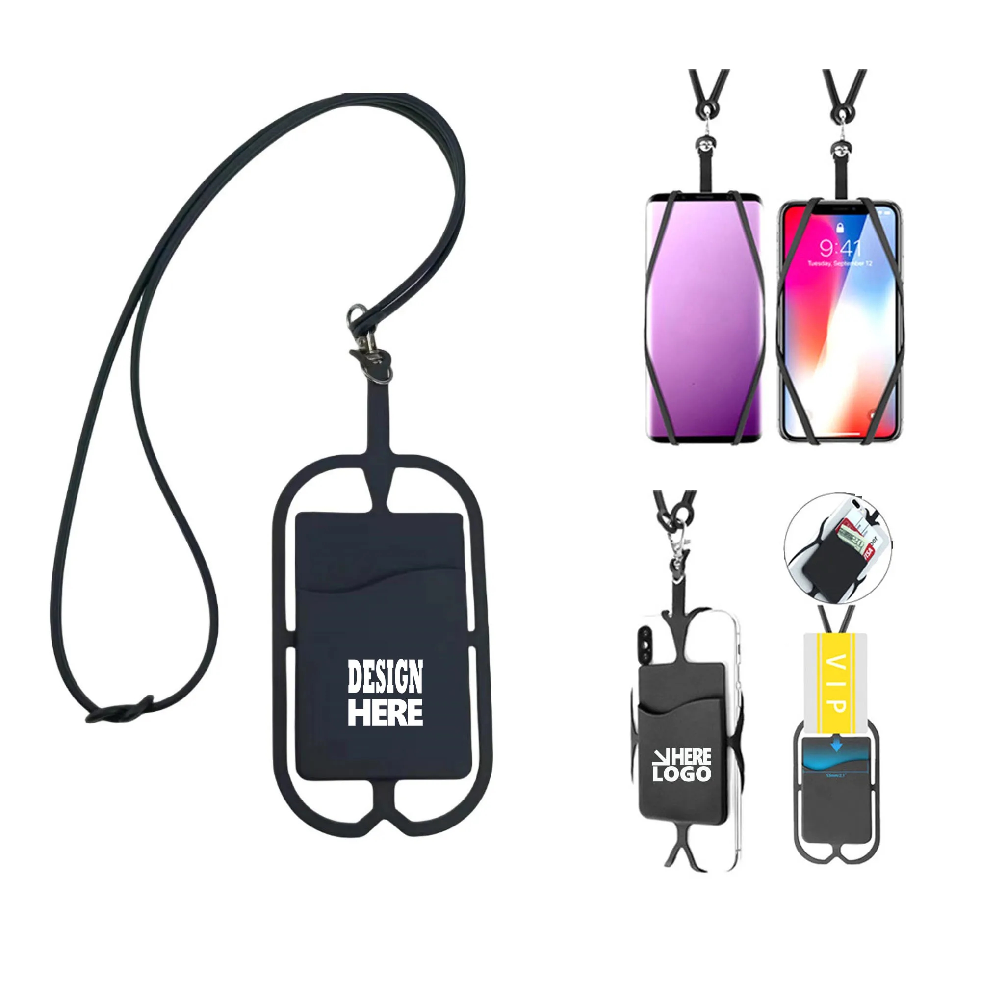 Stretchy Mobile Device Pocket With Lanyard 3