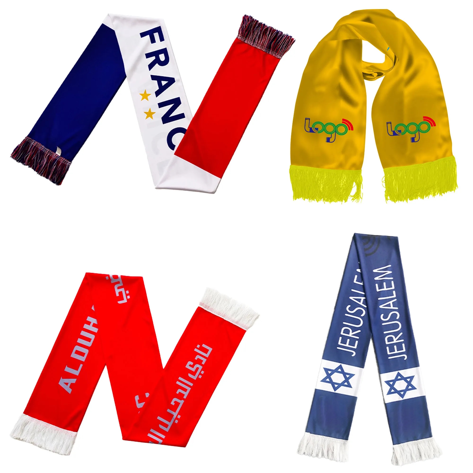 Polyester Full Color Soccer Fan Tassel Scarf 2