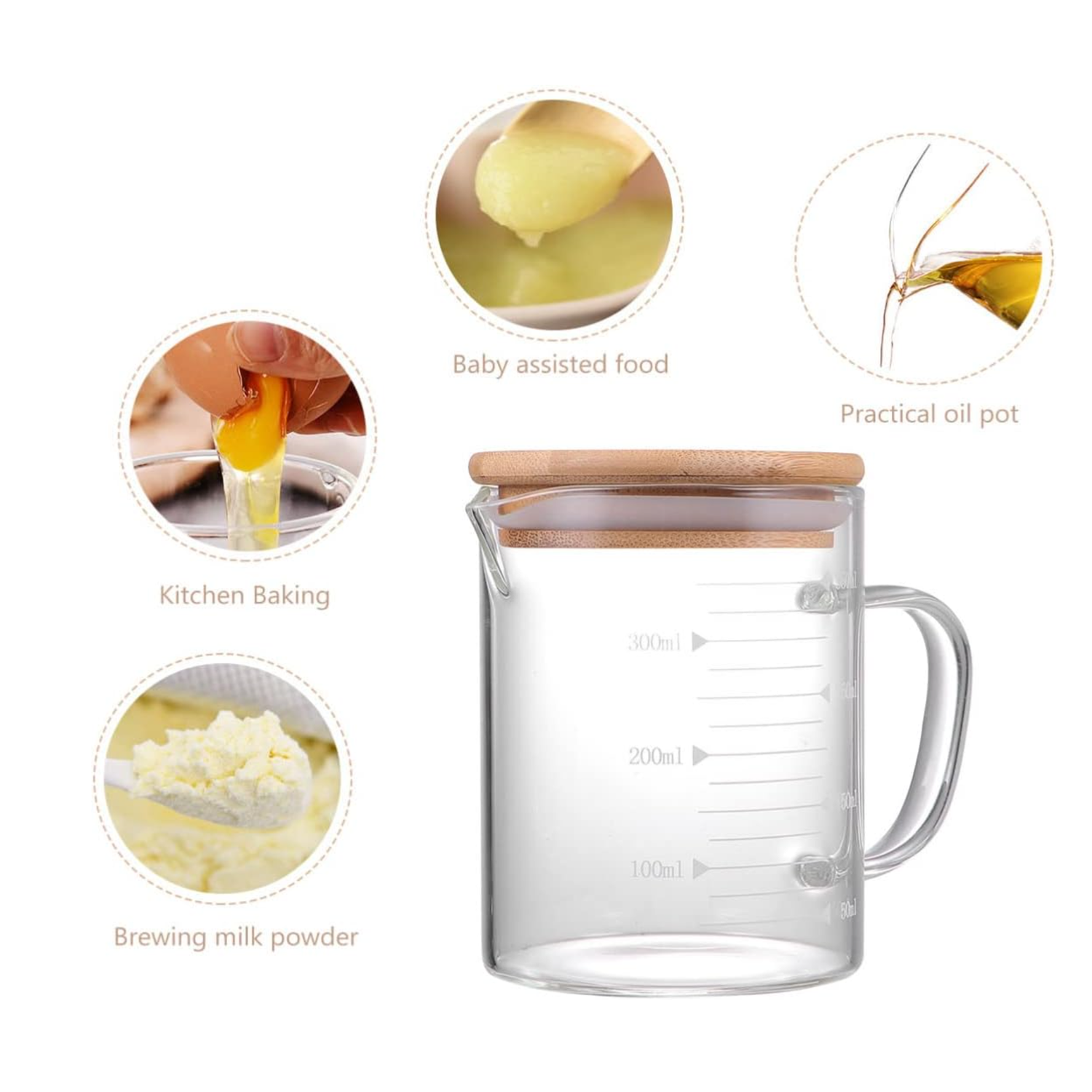 Beaker Mug w/ Handle Durable Bamboo Lid 4