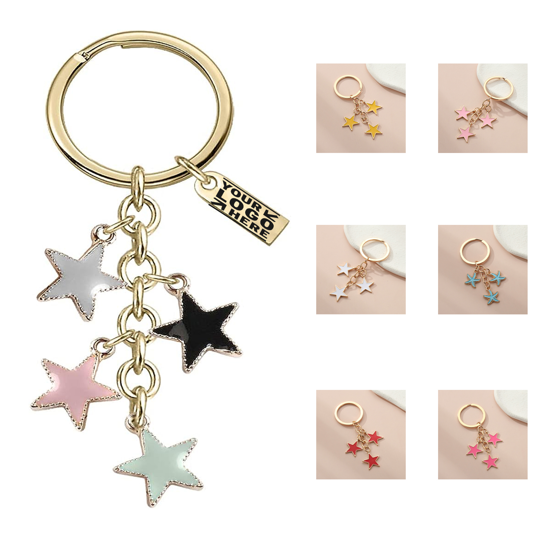 Girls Children Gifts Z615 4-color Little Stars Charms Pendants Keyring Keychain