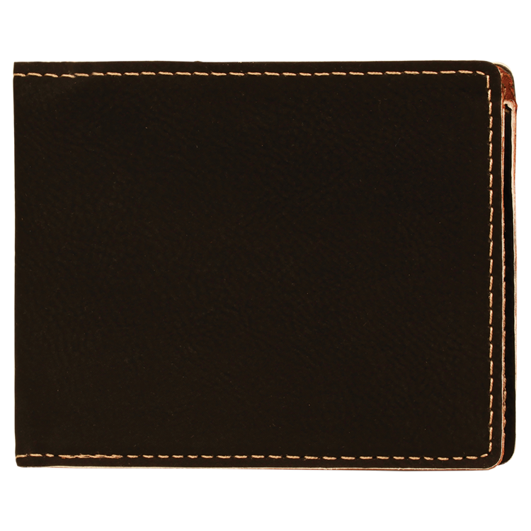 4 1/2" x 3 1/2" Black/Gold Leatherette Bifold Wallet 3