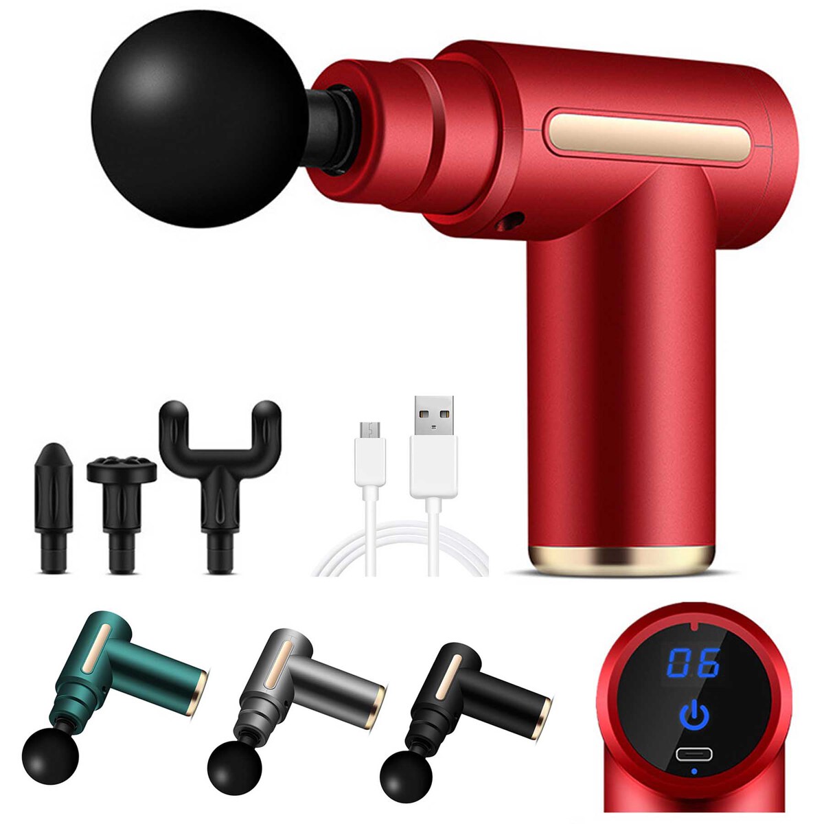 1800mah USB Rechargeable Pocket Portable MINI Gun Massagers