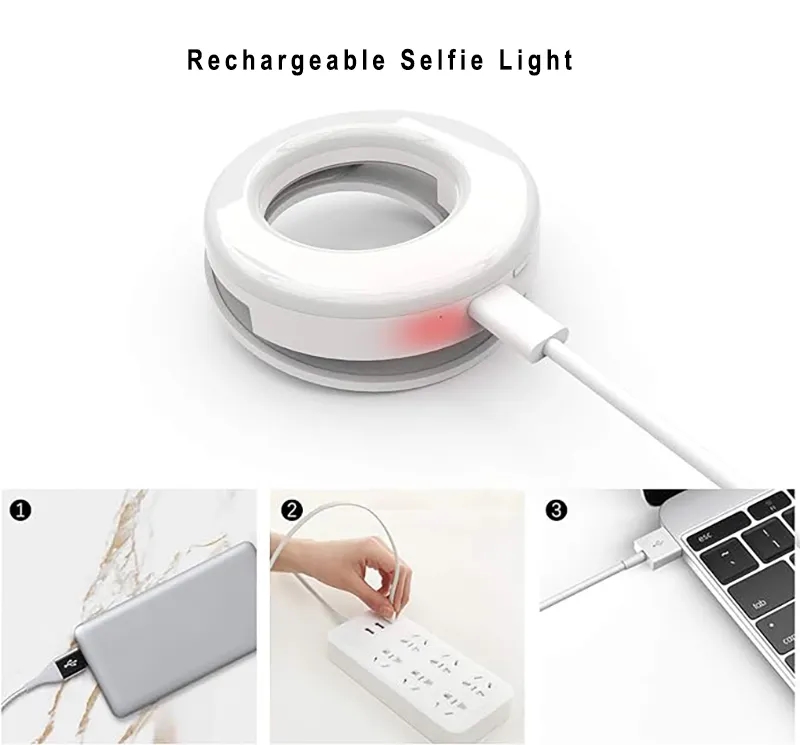 Clip on Ring Light Rechargeable Selfie Fill Lamp 6