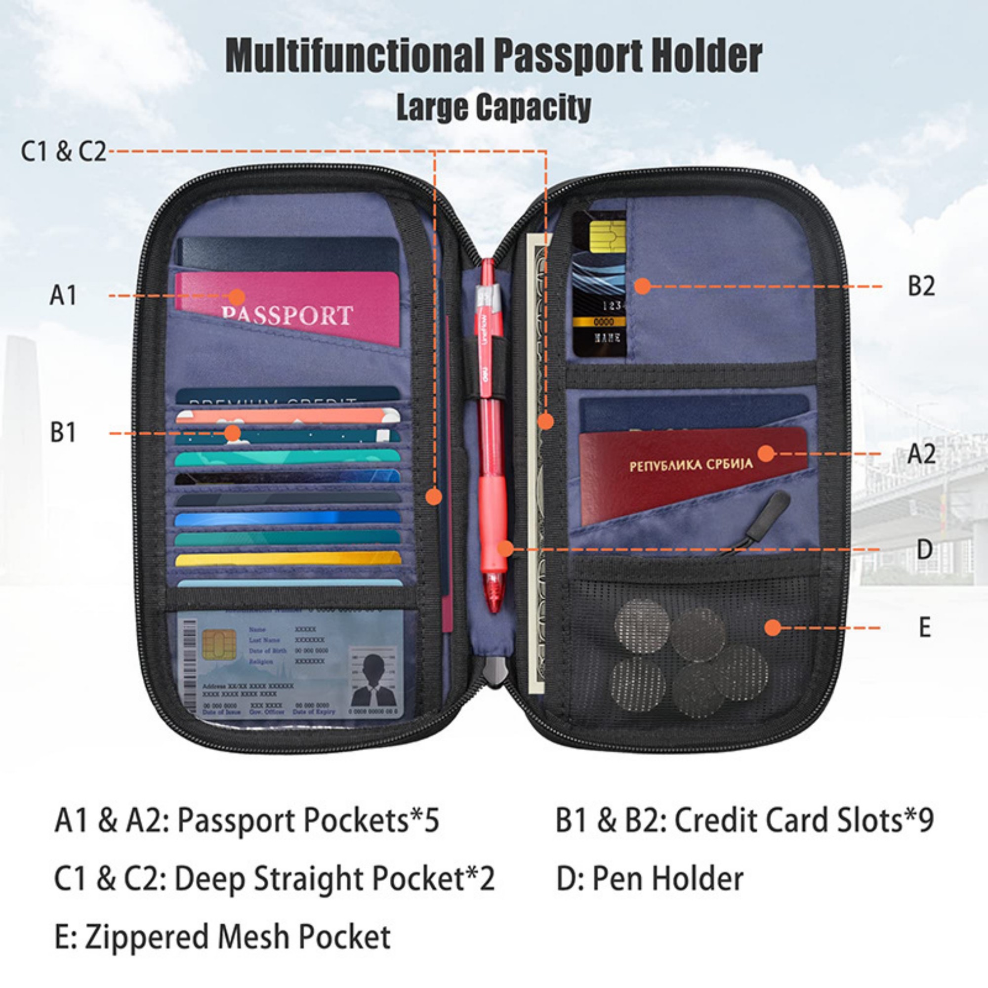 RFID Blocking Portable Capacious Foldable Case Bag 5