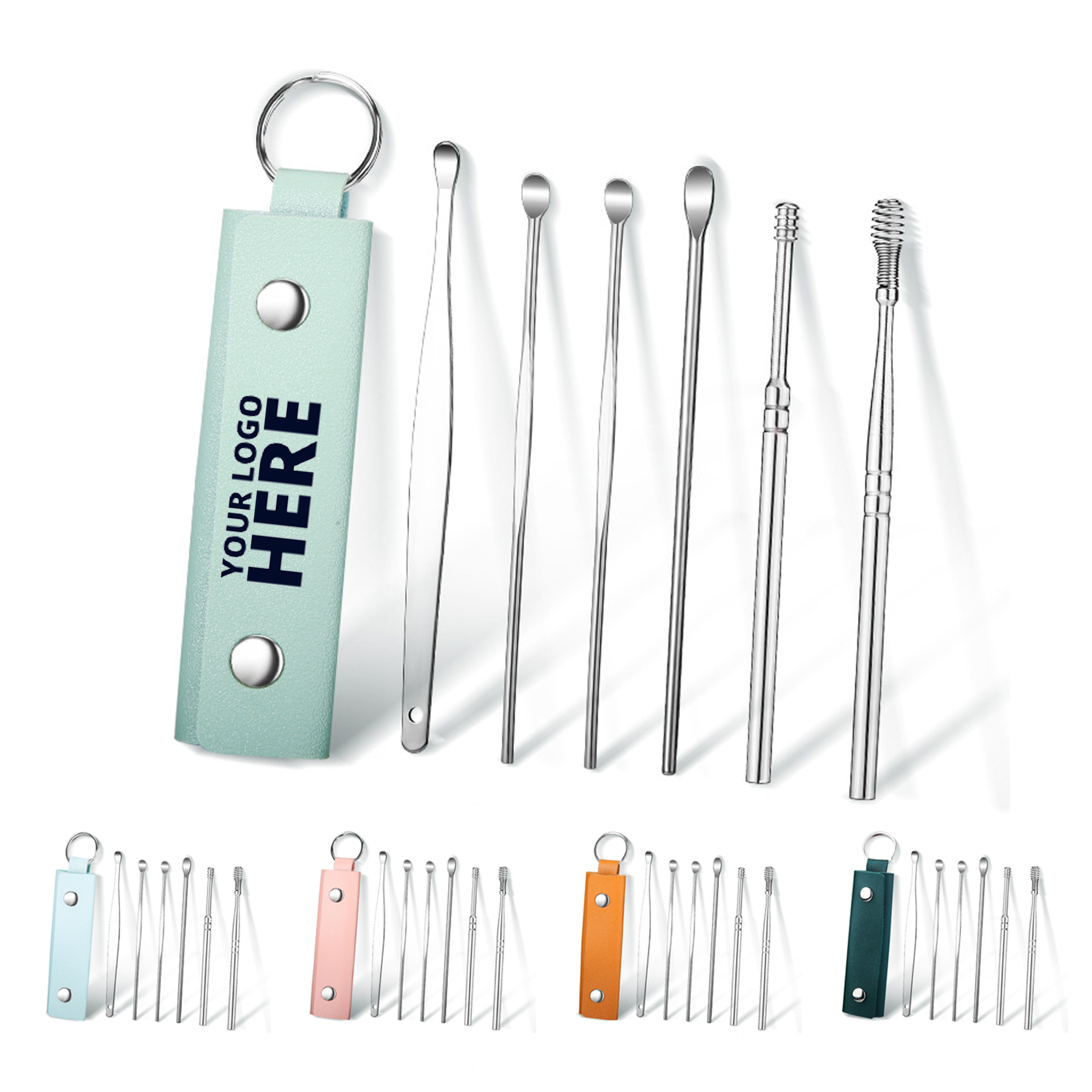 6 Pcs Ear Pick Earwax Removal Kit With Leather Bag 2