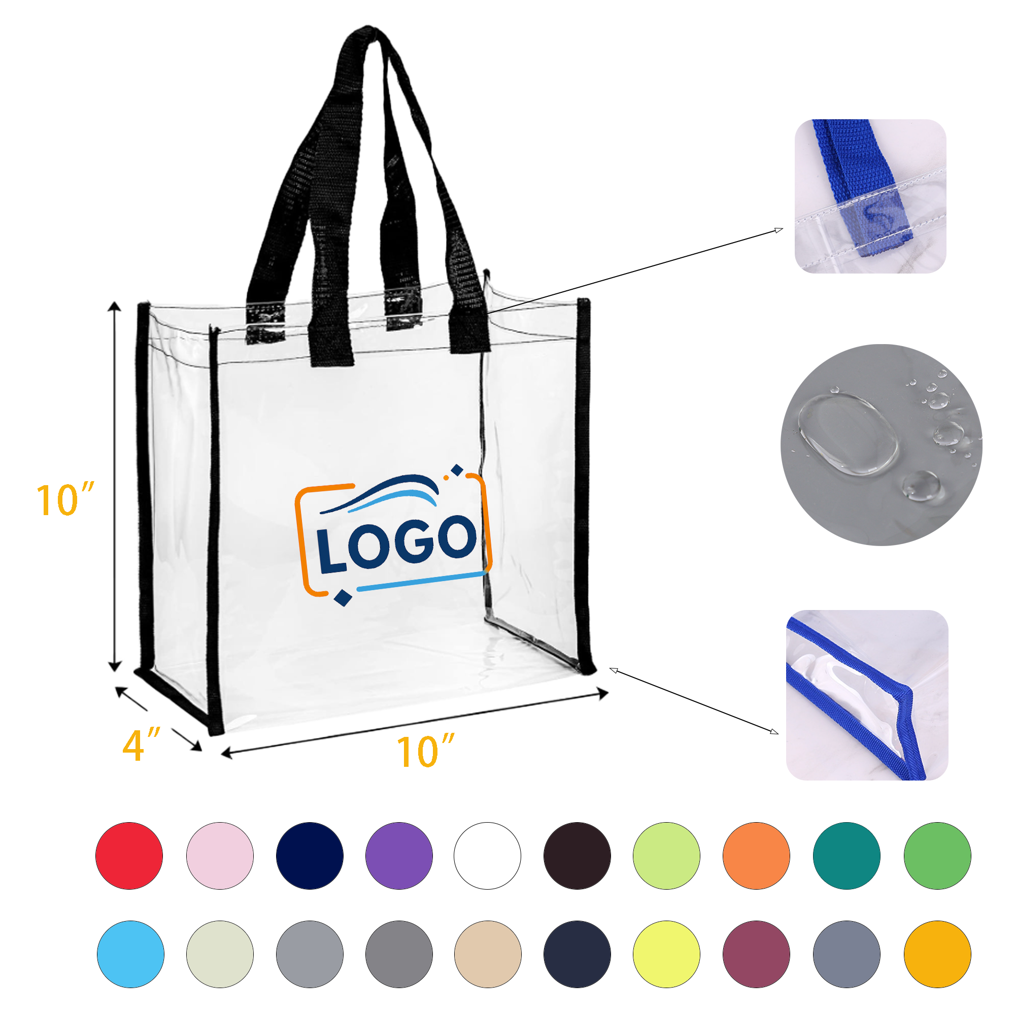 Thick PVC Gift Bag with Colored Straps and Logo Option 2