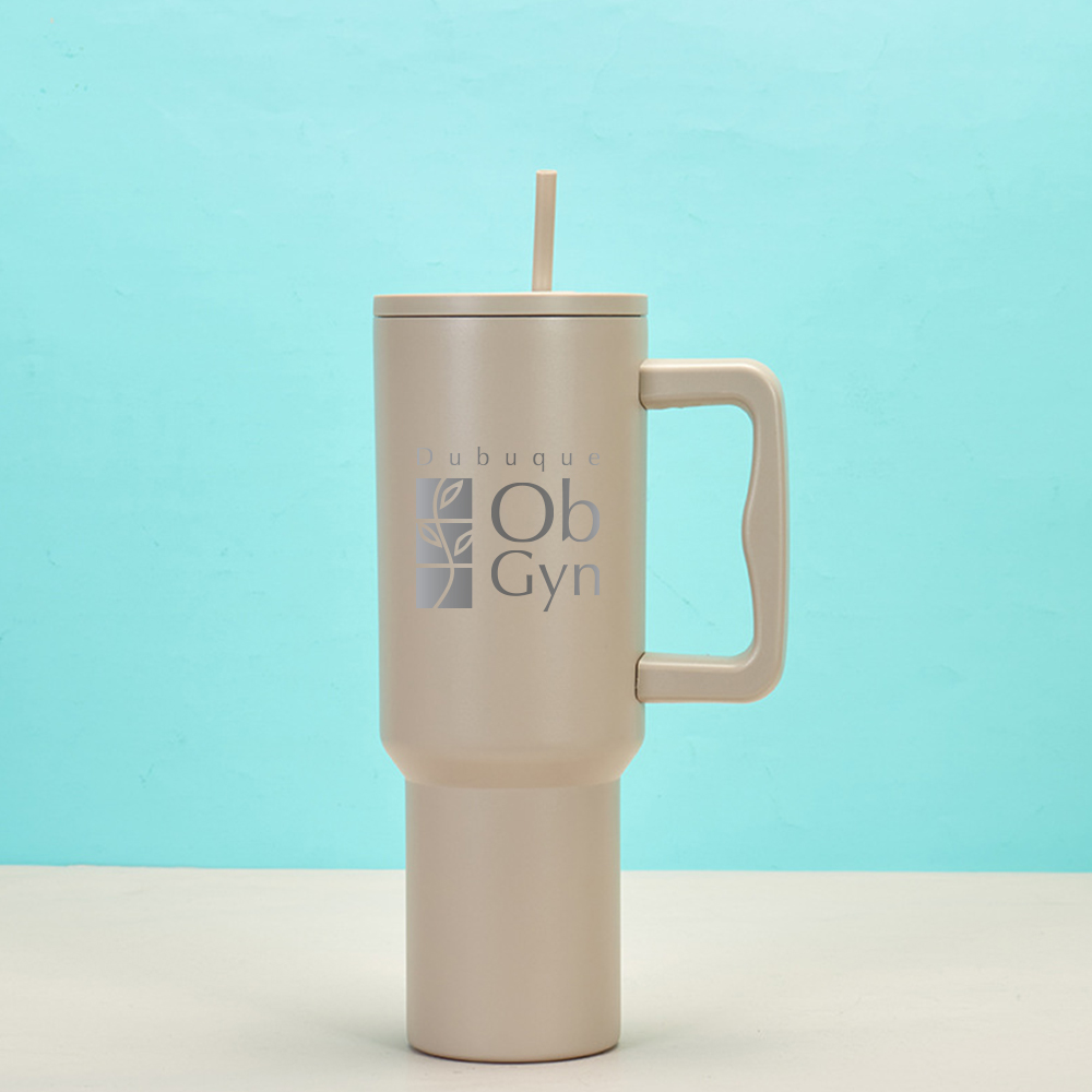 40 OZ Double Walls Stainless Steel Auto Tumbler With Straw And Handle 7