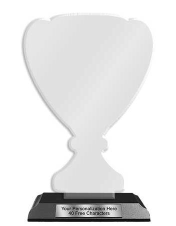 Blank Acrylic Trophy: 8" Cup with 3x5" Wood. Ships 2