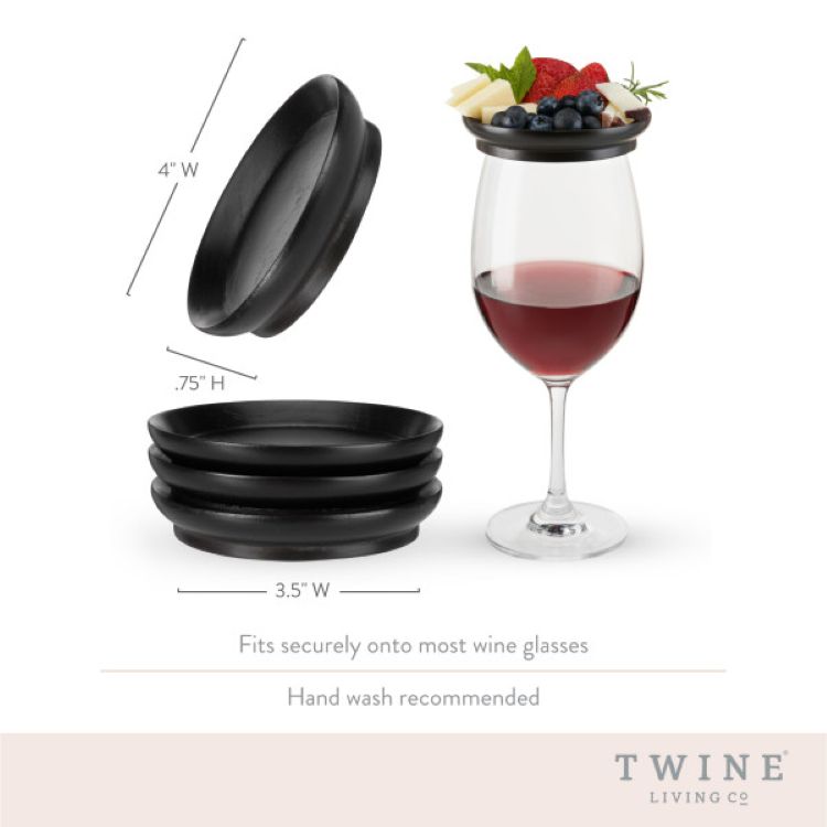 Twine Living® Wine Glass Topper Appetizer Plate, set of 4 4