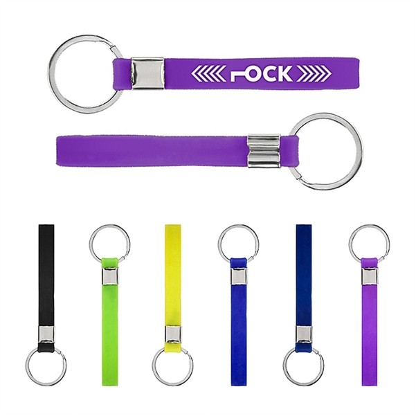 Screen Printed Silicone Wristband Keyring 1/2" W 9