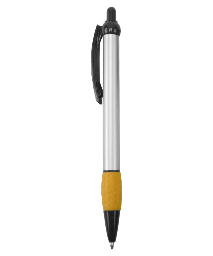 Promotional - Jolly Jotter - Silver Barrels Ballpoint Pens with Colored Trim and Rubber Grip 7