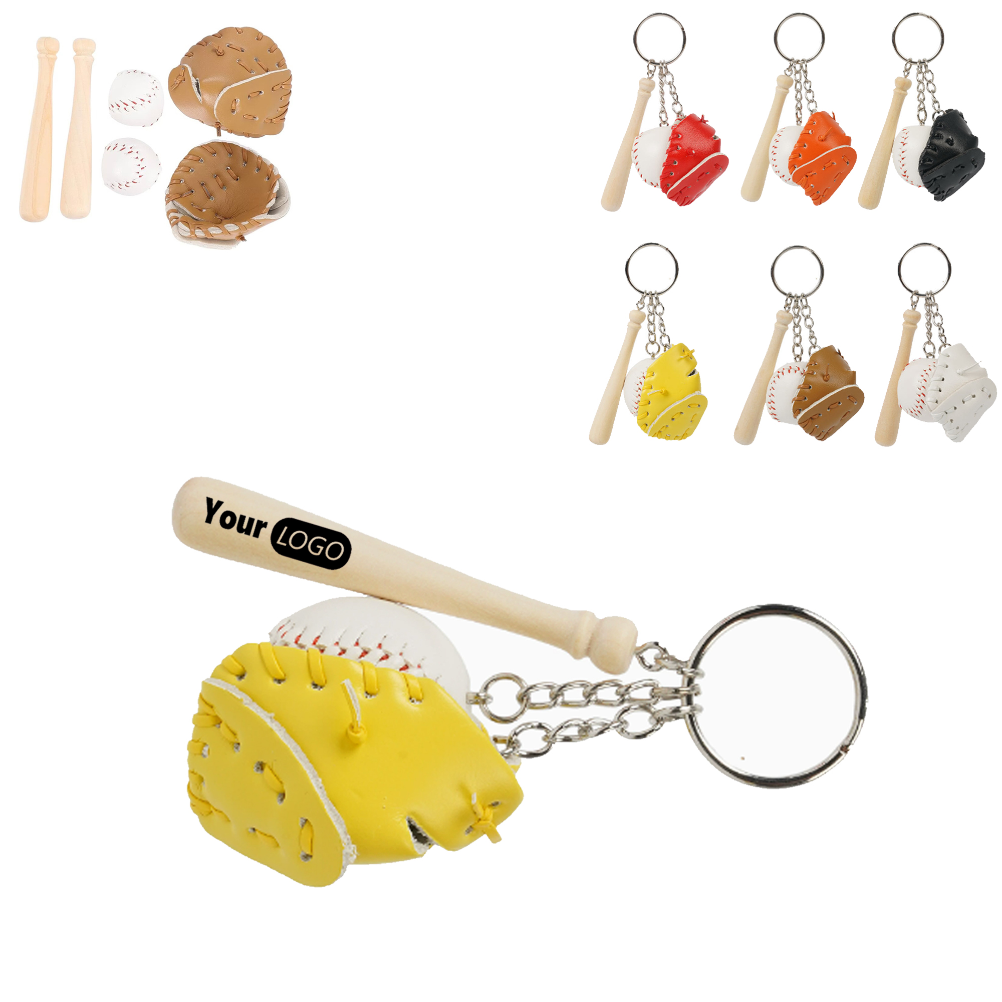MOQ 100pcs 3-In-1 Baseball Keychain 2